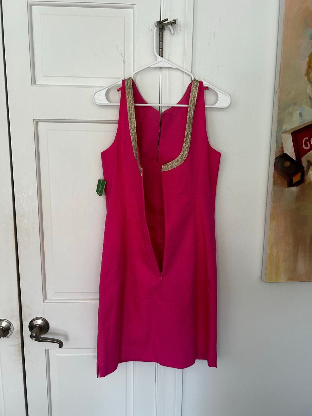 NEW NWT Lilly Pulitzer Janice Shift Dress Hotty Pink Gold 10 MSRP $198
